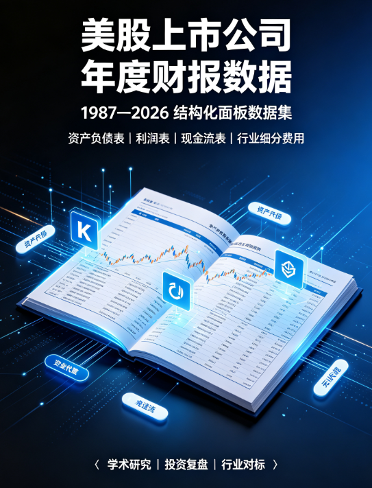 Compustat global annual 美股上市公司年度财报数据集（1987.06.01-2026.04.30）含三大报表 + 金融行业细分费用指标 数据样例